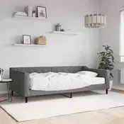 Greatstore Dnevna postelja z vzmetnico temno siva 100x200 cm blago