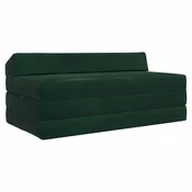 Vidaxl Zložljiv kavč postelja Temno zelena 120 x 60 x 49 cm Blago