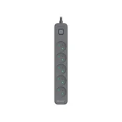 Tracer RÉGUA DE TOMADAS TRACER POWERLINE+ COM PROTEÇAO CONTRA SURTOS, CABO DE 3 METROS E 5 TOMADAS.