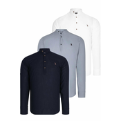 TRIPLE SET G783 DEWBERRY JUDGE COLLAR SHIRT-NAVY BLUE-WHITE-GREY