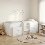 Loft krevet s ormarom s pohranom 3 pcs Bijela Konstruirano drvo
