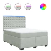 Vidaxl Box spring postelja z vzmetnico svetlo siv 140x190 cm žamet