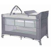 Krevetic za bebe na 2 nivoa Lorelli - Torino Plus, Grey striped elements