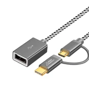 INF OTG adapter kabel — Type-C in Micro USB dvojni vmesnik, združljiv Gray, (5000445480)