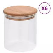 Vidaxl vidaXL Stekleni kozarci z bambusovim pokrovom, 6 kosov, 600 ml