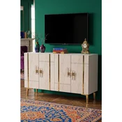Hanah Home komoda Ilay 120, 120 cm, bela / travertin / zlatna