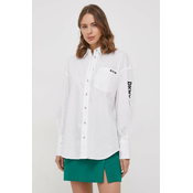 Pamucna košulja Dkny za žene, boja: bijela, relaxed, s klasicnim ovratnikom