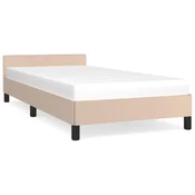 Vidaxl Posteljni okvir z vzglavjem brez vzmetnice kapučino 90x190 cm