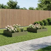 vidaXL Vrtni lonček 2 kos Olivno zelena 80 x 80 x 20 cm Mlinjeni jeklo
