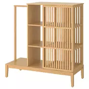 NORDKISA Otv. garderober s kliznim vratima, bambus, 120x123 cm