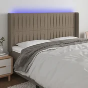 Vidaxl vidaXL Vzglavje postelje z LED diodo, sivo-rjavo, 203x16x118/128 cm, blago