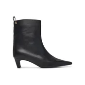 Tommy Hilfiger Škornji Kitten Heel Leather Ankle Boot FW0FW09669 Črna