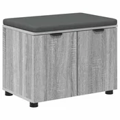 Vidaxl Haldna klop z blazino s polico Siva Sonoma 60 x 38 x 46 cm