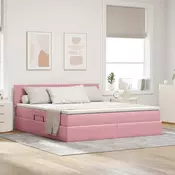 Krevet s od storage s madracem Ružicasta 160 x 200 cm Baršun