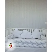 Bubamara037 Set za krevetac sa ogradicom od pletenica, bez lastiša, Beli