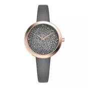 Ženski adriatica essence roze zlatni sivi elegantni rucni sat sa sivim kožnim kaišem ( a3646.9217q )