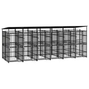 vidaXL vidaXL Zunanji pasji boks s streho jeklo 11,06 m2, (20759755)