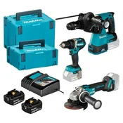 Akumulatorski komplet Makita DLX3195JX1 – DDF484Z + DGA504Z +DHR243Z + BL1850Bx2 + DC18RC v kovčkih Makpac