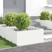 vidaXL Robovi trave 4 kos 60 x 60 x 35 cm Jeklo Bela