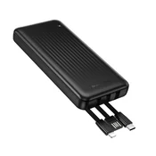 Power bank Borofone Clever Series BJ79 10000mAh z vgrajenimi 3 kabli USB, USB-C, Lightning in indikatorjem - črn
