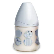 Suavinex Wide Mouth Baby Bottle with 3-Position Teat, Blue Latex, 150ml