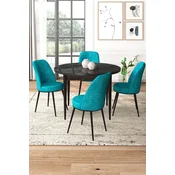 Hanah Home Set Trpezarijski sto i 4 stolice, Tirkizno-crni