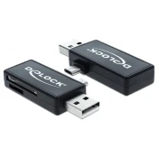 Delock Micro USB OTG bralnik kartic + USB A moški