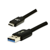 Logo Kabel USB (3.2 gen 1), USB A moški - USB C moški, 1 m, 5 Gb/s, 5 V/3 A, črn, škatla, najlonski oplet, aluminijast pokrov priključka
