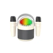 INF Brezžični Bluetooth Karaoke Zvočniški Sistem z Dvojnim Mikrofonom in RGB Lučmi White, (5000141388)