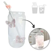 VISOK KOZAREC S SLAMICO IN TUBO V ROZA OBLIKI ZA KAVO IN PIJAČE 500 ML