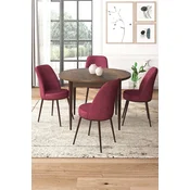 Hanah Home Set Trpezarijski sto i 4 stolice, Bordo-braon