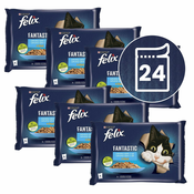 Vrečke FELIX Fantastic okusen izbor hran z lososom in morsko ploščo 24x85 g