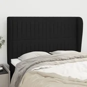 Vidaxl vidaXL Vzglavnik s krilci, črne barve, 147x23x118/128 cm, blago