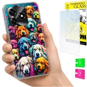 shumee Ovitek za Honor X5C Plus/X5C 4G FOTO ovitek zadnji ovitek psi + 9H STEKLO