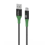 MicroConnect pametni polnilni kabel USB-A na USB-C 2 m črno-zelen, MC-SMART USB-AC-02