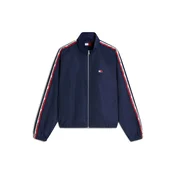Tommy Jeans Prehodna jakna Global Stripe Tape Zip-thru  mornarska / rdeča / bela