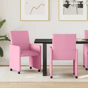 vidaXL Jedilni stoli s kolesi 2 pcs Roza 57 x 66 x 94 cm blago