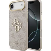 Guess PU Leather 4G Metal Logo Gold Frame Zadní Kryt pro iPhone Air Pink