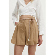 Pamučne kratke hlače Answear Lab boja: bež, bez uzorka, visoki struk