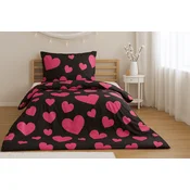 Polipamucna posteljina HEART PINK, crna Dimenzije posteljine: 2 kom 70 x 90 cm | 200 x 220 cm