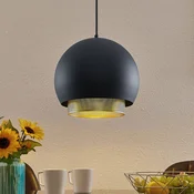 Lucande Sivanel obesek, enojna luč, 30 cm - Dnevna soba/jedilnica - Dizajn - črna, zlata - Kovina