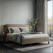 MID.YOU OBLAZINJENA POSTELJA 180 cm  x 200 cm , les, tekstil, leseni material rjava