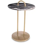 Casa Padrino luxury side table brass/black A� 38.5 x H. 58 cm - Round table with marble top and handle - Living room furniture - Luxury furniture - Living room furnishings
