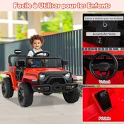 Costway Otroški električni tovornjak na baterije 12V 3 hitrosti rdeč