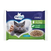 shumee PreVital sterilna popolna hrana za mačke 4 x 100 g 2x perutnina in 2x jetra v omaki