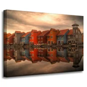 shumee Platno s sliko Barvite hiše Nizozemske 70x50 cm