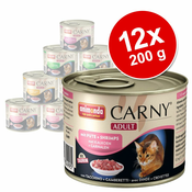 Varčno pakiranje Animonda Carny Adult 12x200 g - Govedina in srce