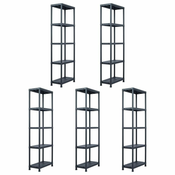 Stalci za pohranu 5 kom crni 125 kg 60 x 30 x 180 cm plasticni