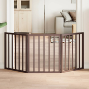 vidaXL Vrata za pse zložljiva 3 paneli rjava 150 cm topolovina
