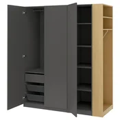 PAX/FORSAND Garderobni sestav, temno siva temno siva/imitacija hrasta, 170x60x201 cm
